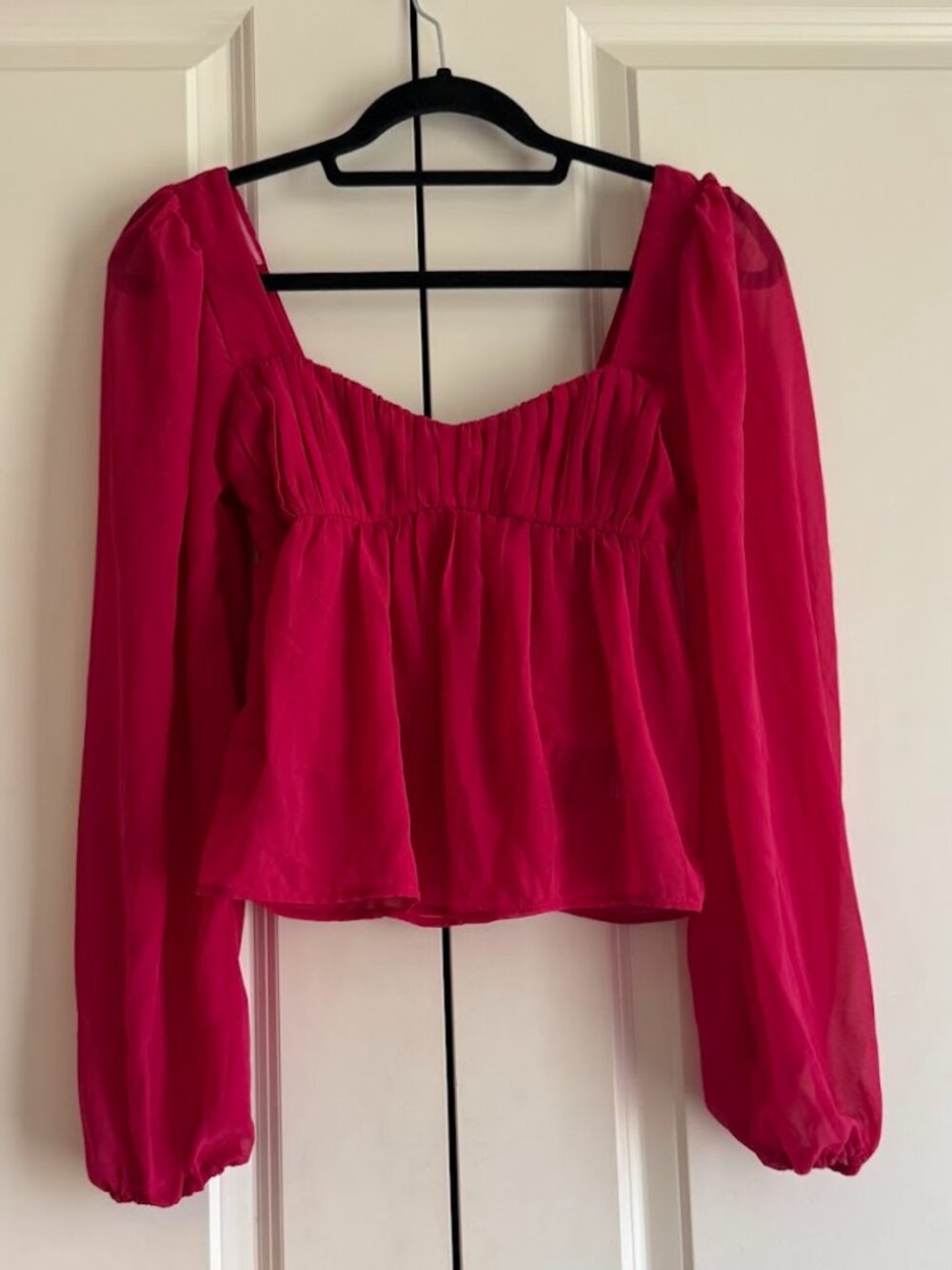 abercrombie & fitch puff sleeve long sleeve blouse - size xxs (x x small)